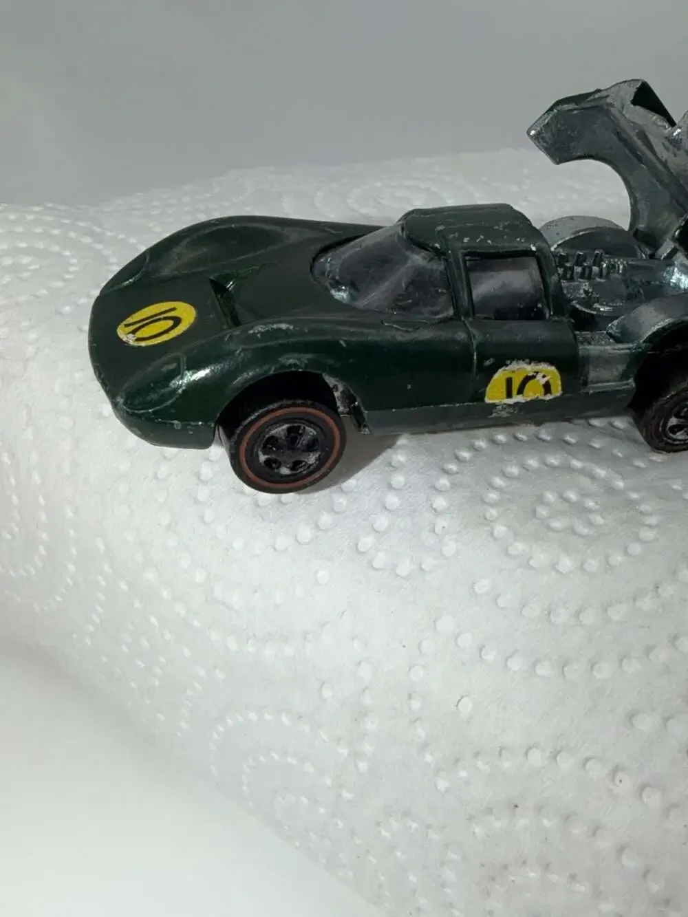 Vintage 1968 Hot Wheels Redline Lola GT-70 Dark Green Enamel Open-Engine Diecast
